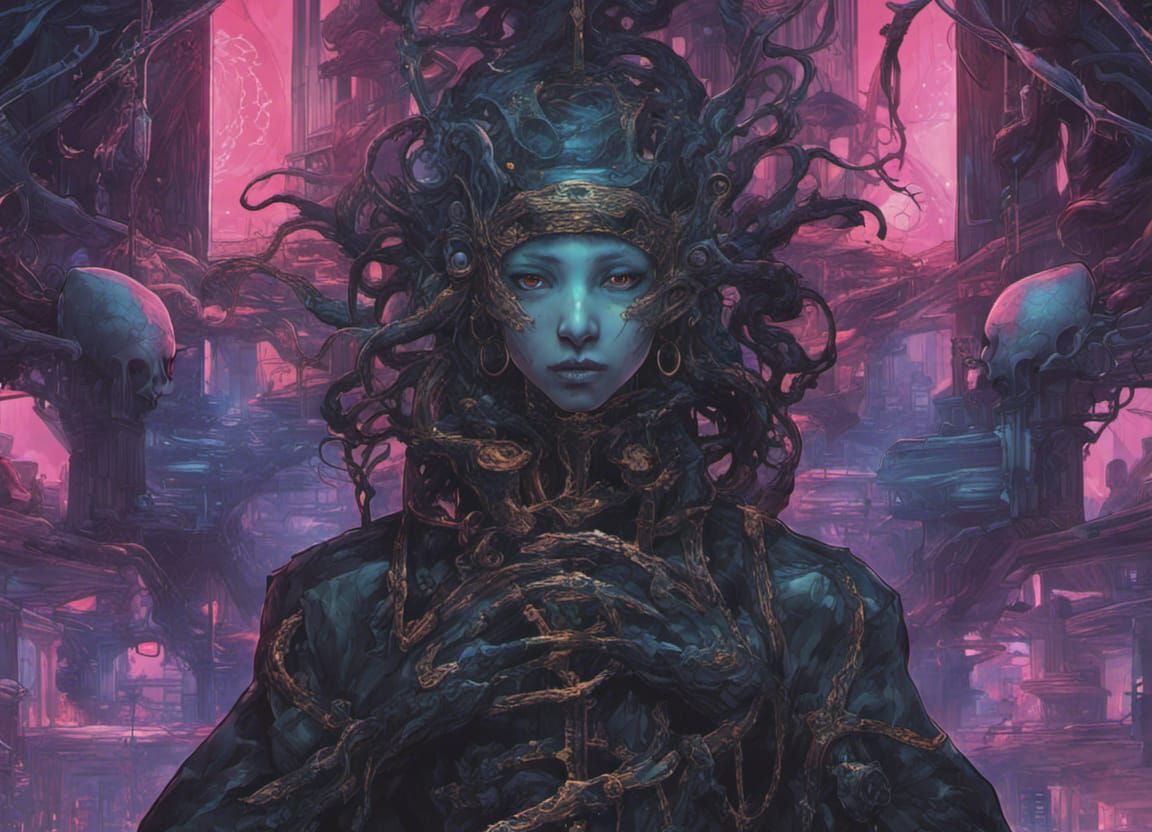 Astral Chains Shackling Will: Futuristic Gothic Concept