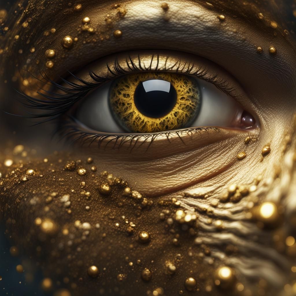 Gold-Flecked Onyx Eyes in Detailed Matte Painting