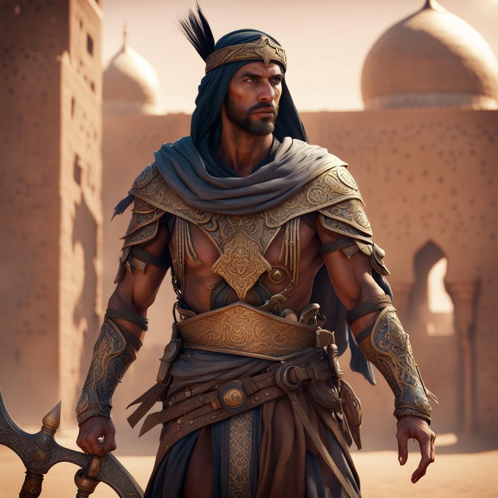 Gorgeous Arab Warrior in Detailed Matte Painting