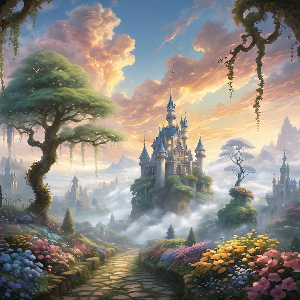 Ethereal Lost Kingdom in Impressionistic Style