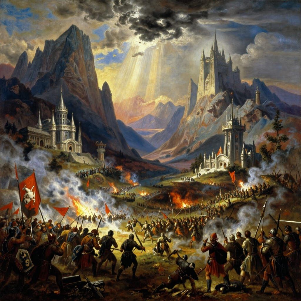 Epic Romantic Landscape of Fantastical War