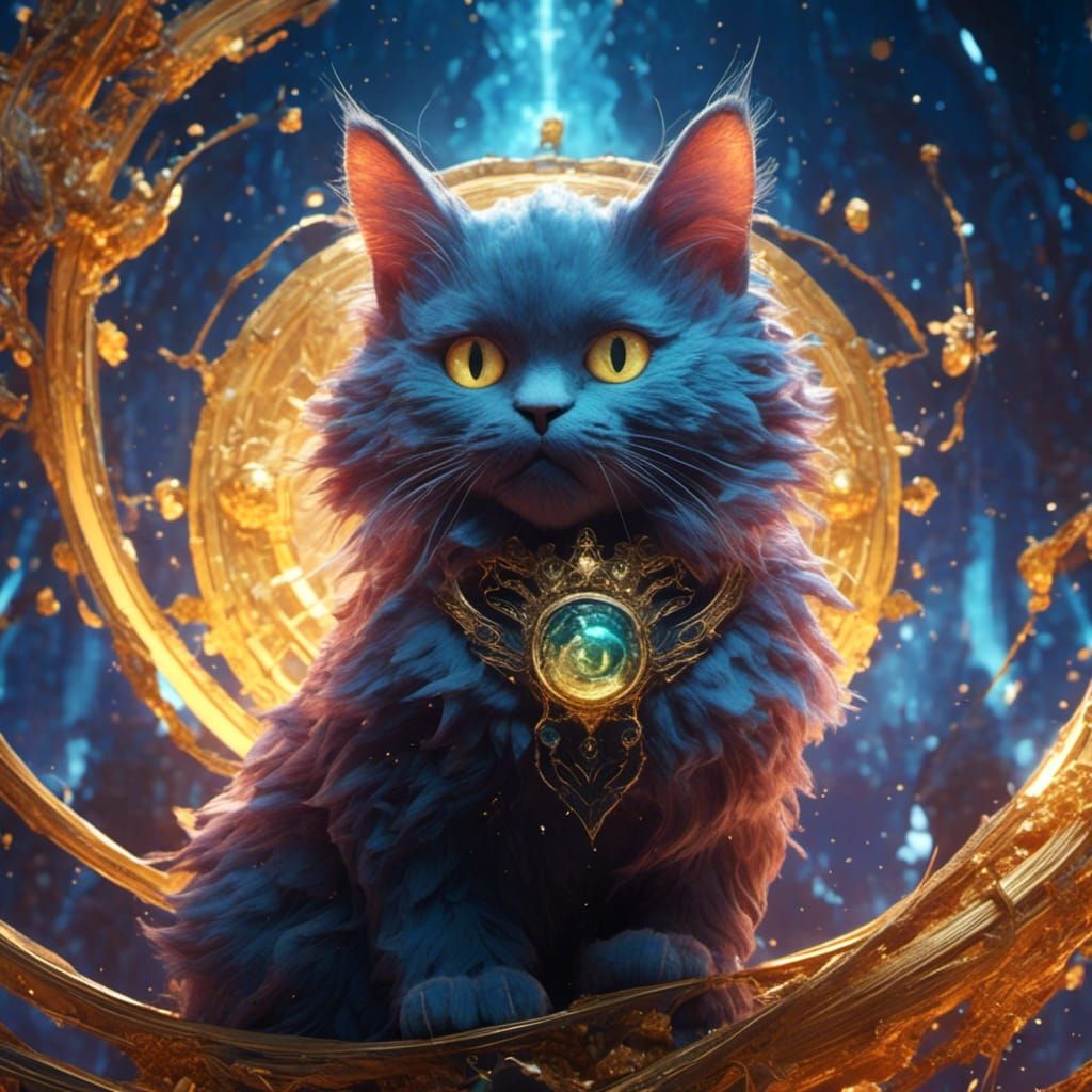 Beautiful Cat with Striking Eyes in Detailed Digital Art
