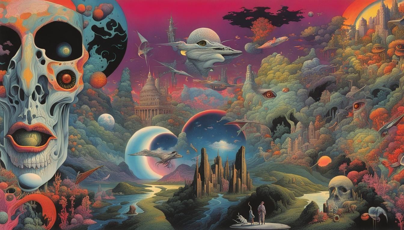 Psychedelic Surrealist Collage in 1970s Style