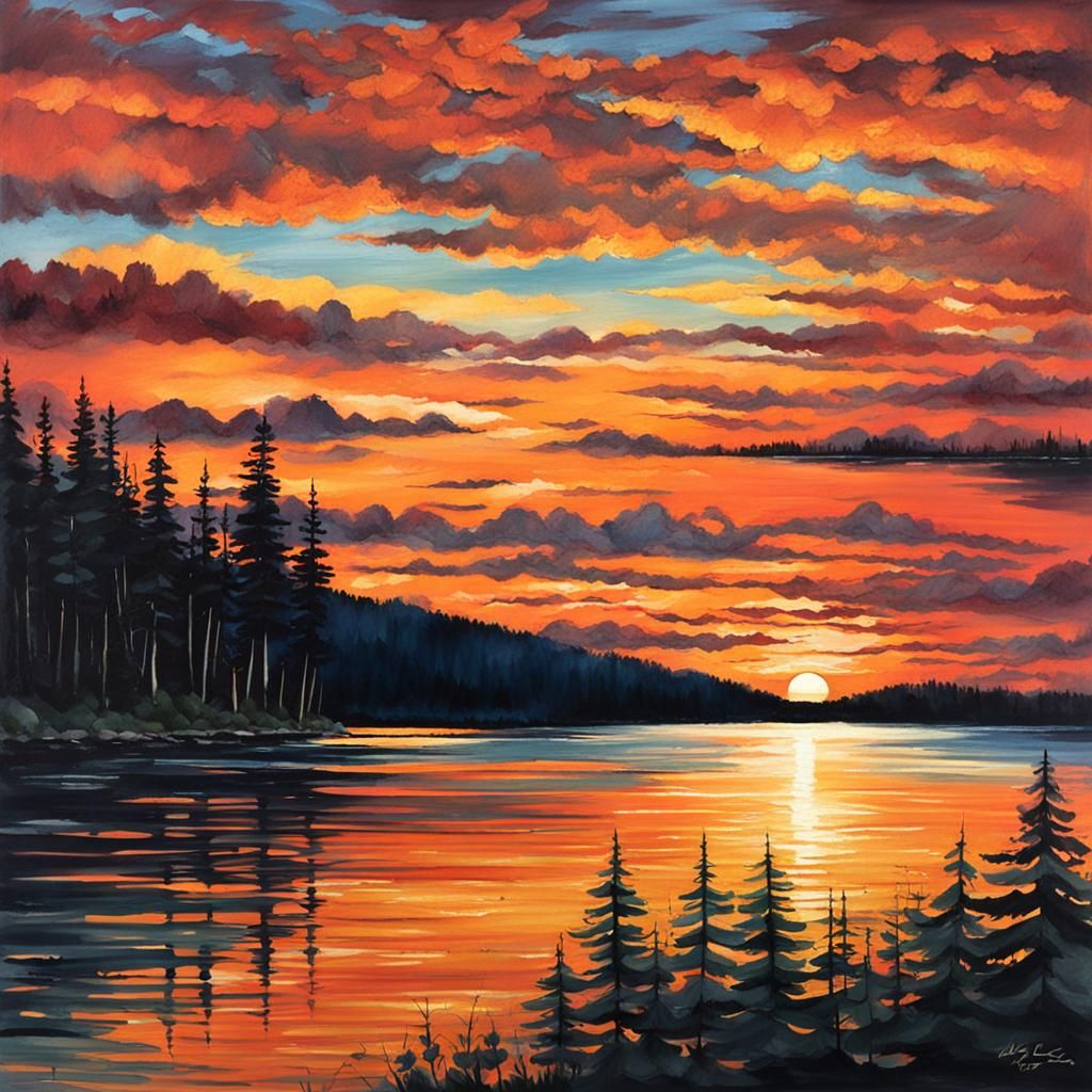 Great Lake Sunset: A Colorful Reflection