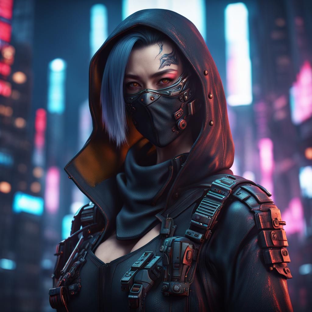 Cyberpunk Assassin Portrait in Detailed Matte Painting Style
