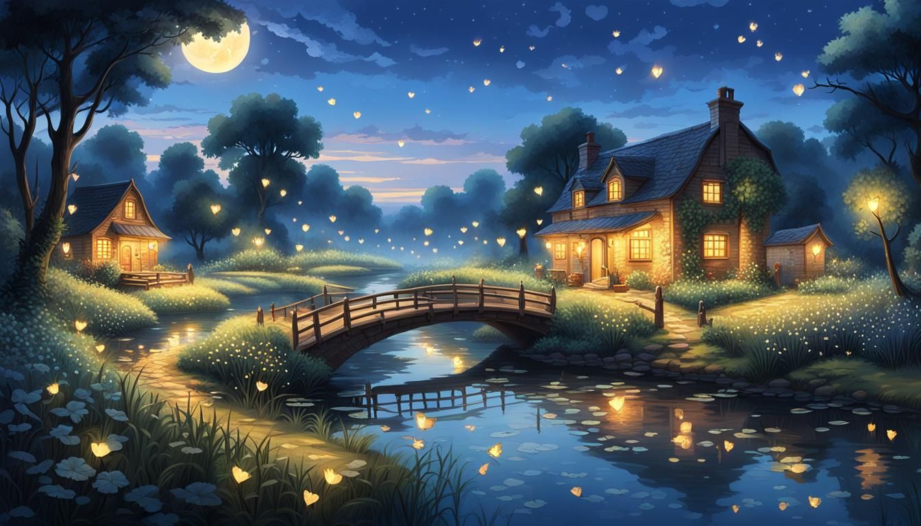 Nostalgic Meadow Scene in Twilight