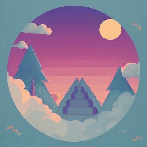 Sunset Vector Art in Cyril Rolando Style