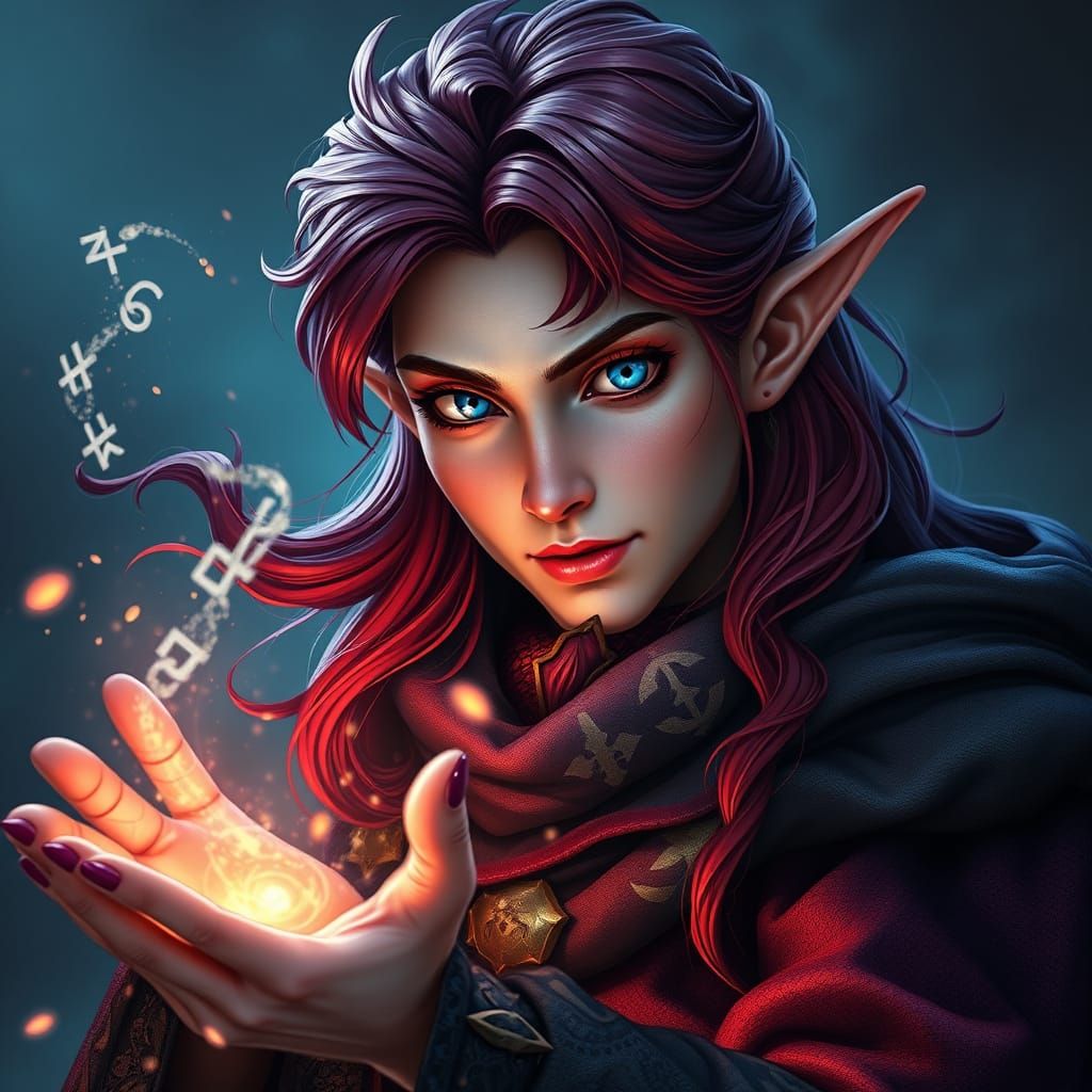 Surreal Fantasy Wizard in Vibrant, Magical Landscape