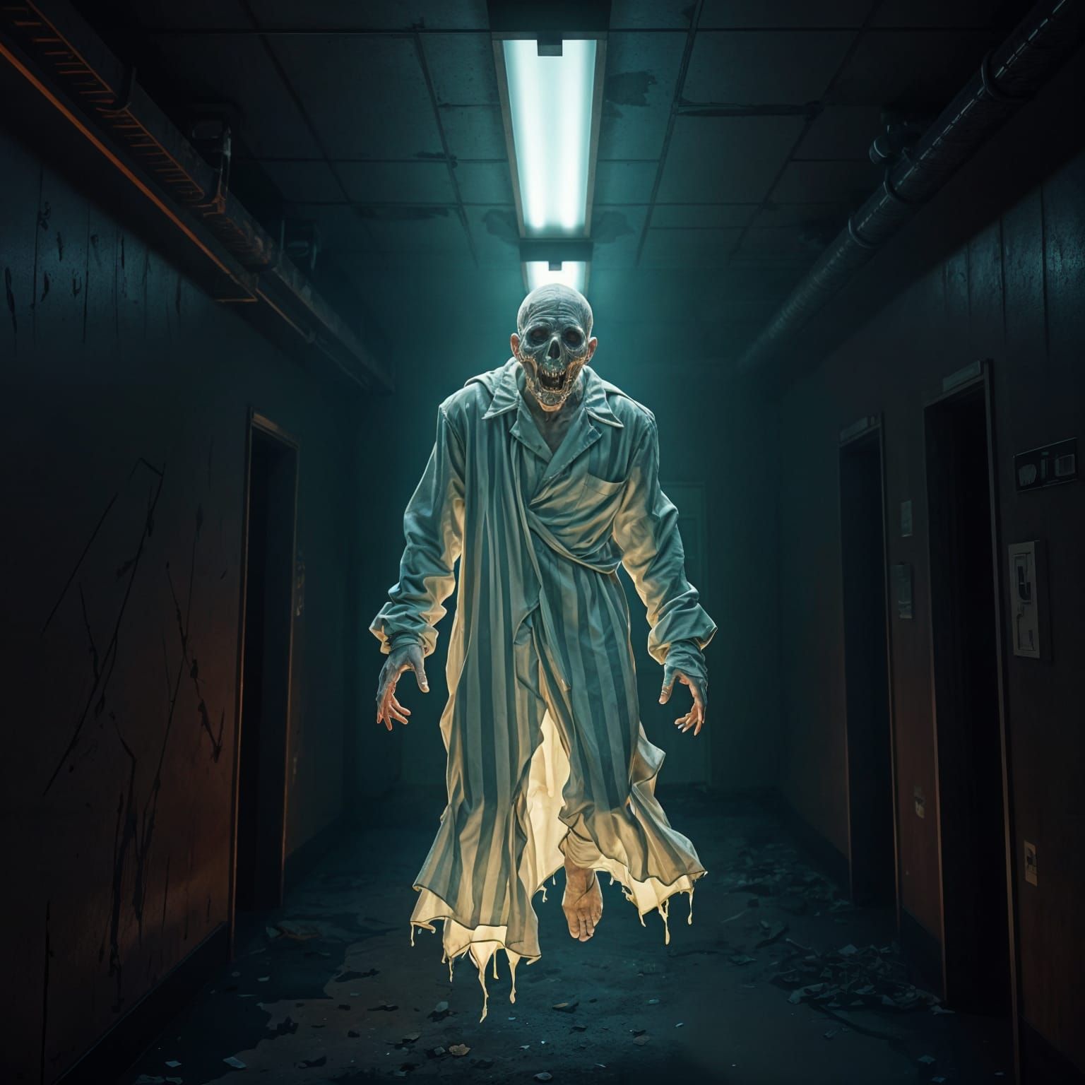 Haunted Asylum Specter in Urban Gothic Style