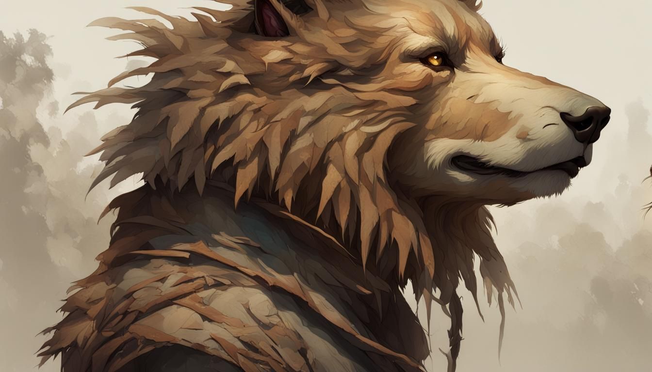 Humanoid Canine Portrait in Hyperdetailed Style