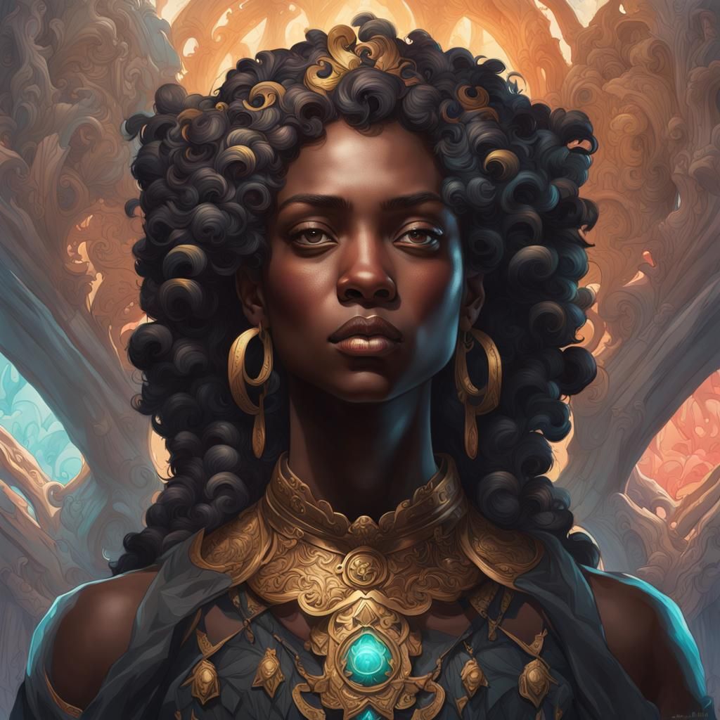 Black Gods Portrait in Hyperdetailed Digital Art Style