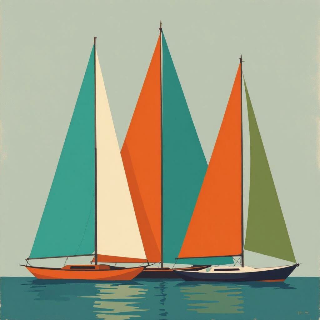 Harmonious Sails in Turquoise, Orange, and Green