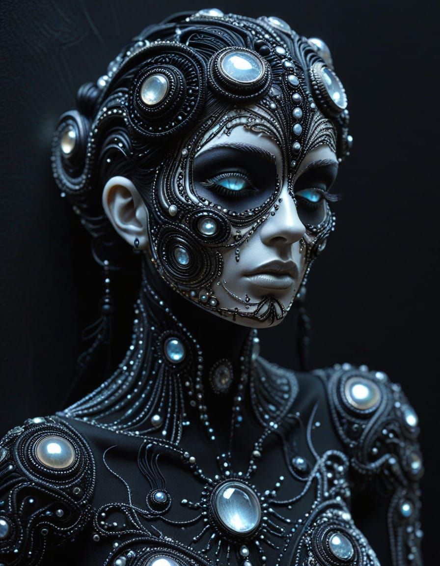 Kalisions of Marash Embroidered Soutache in Broken Electrical Moonlight