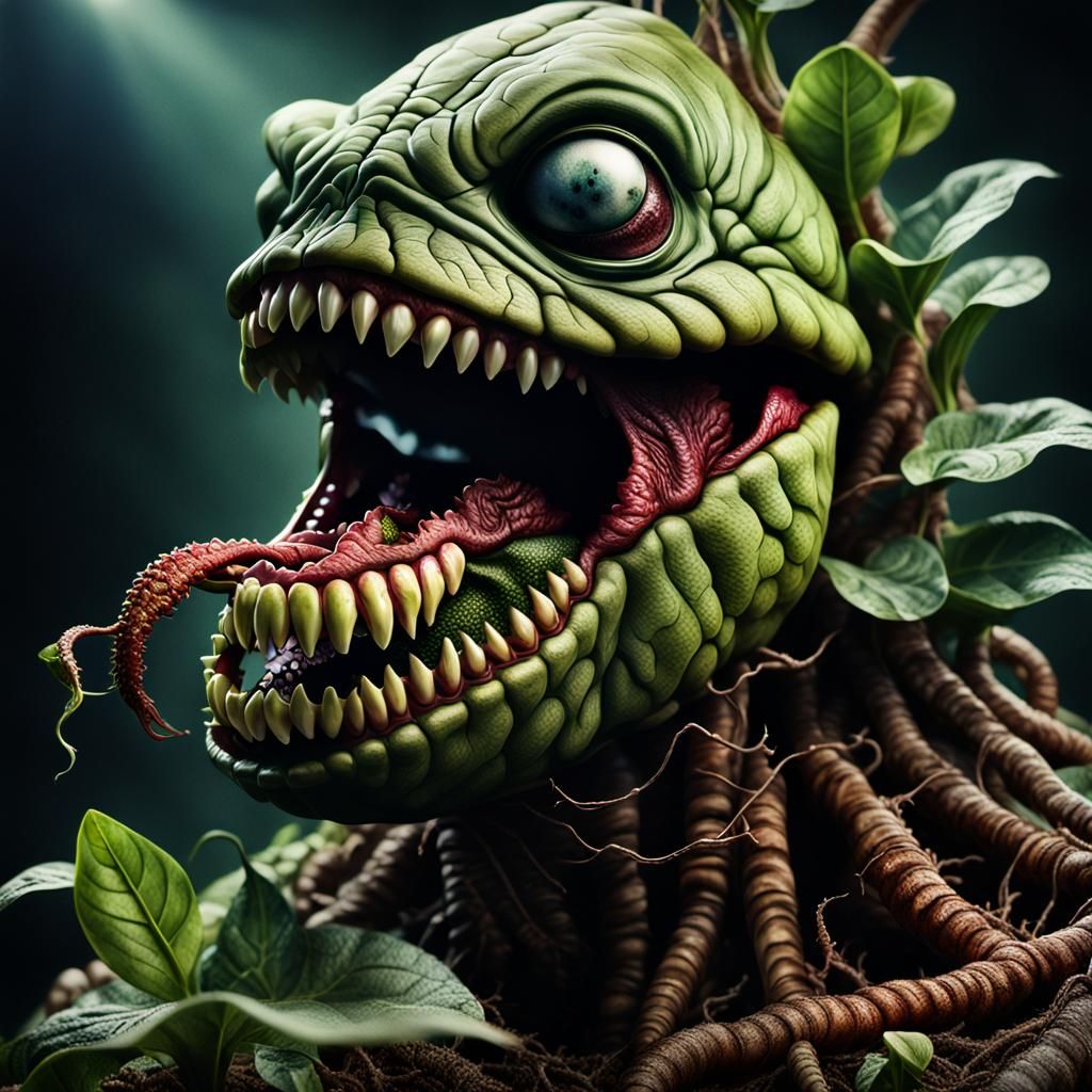 Photorealistic Audrey II Man-Eating Plant in Dystopian Setti...