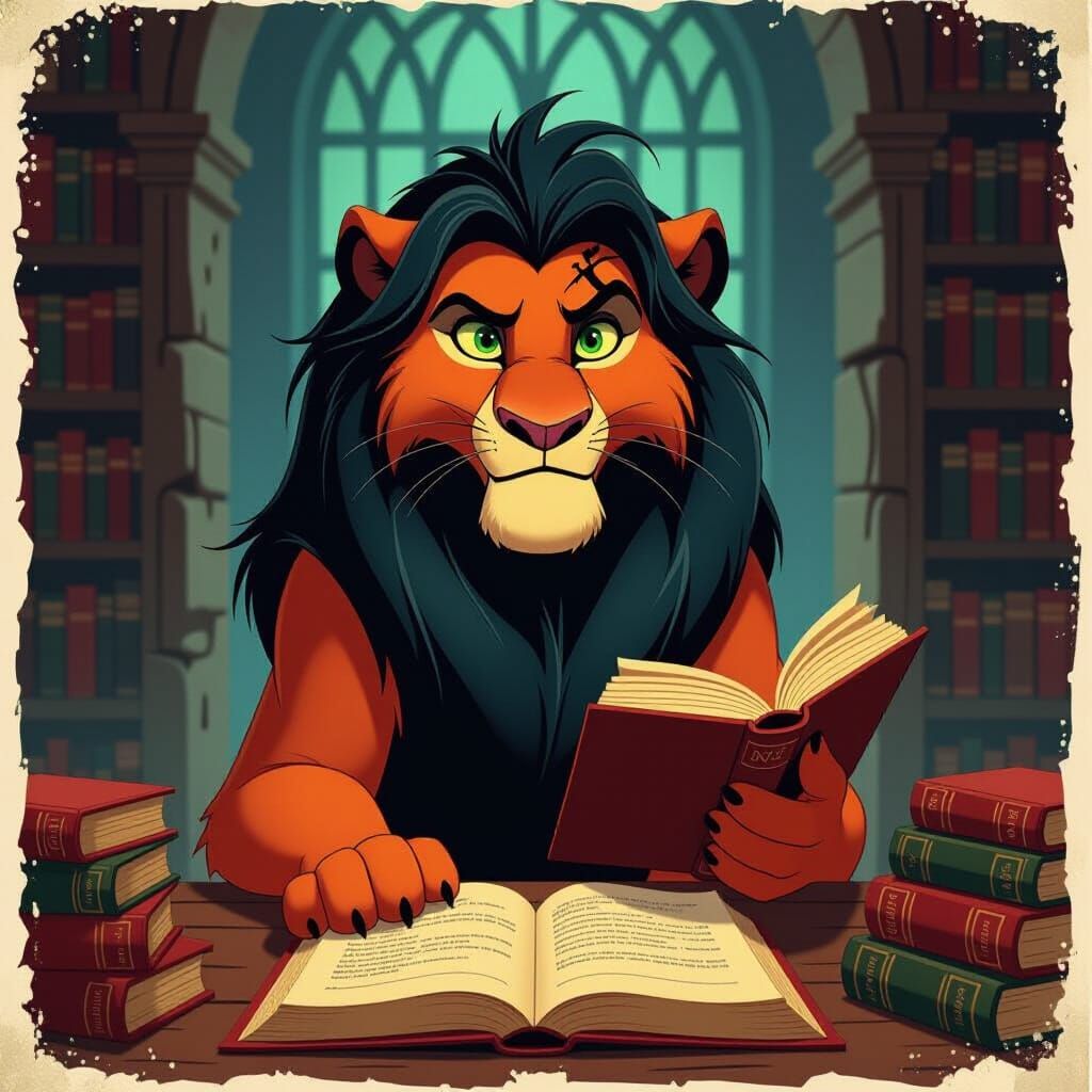 Scar in Hidden Library, Disney Animation Style