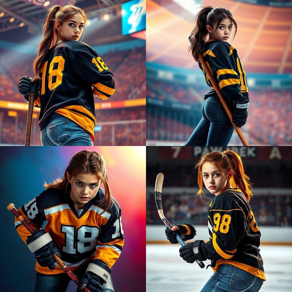 Teenage Hockey Enthusiast in Hyperrealistic Splash Art