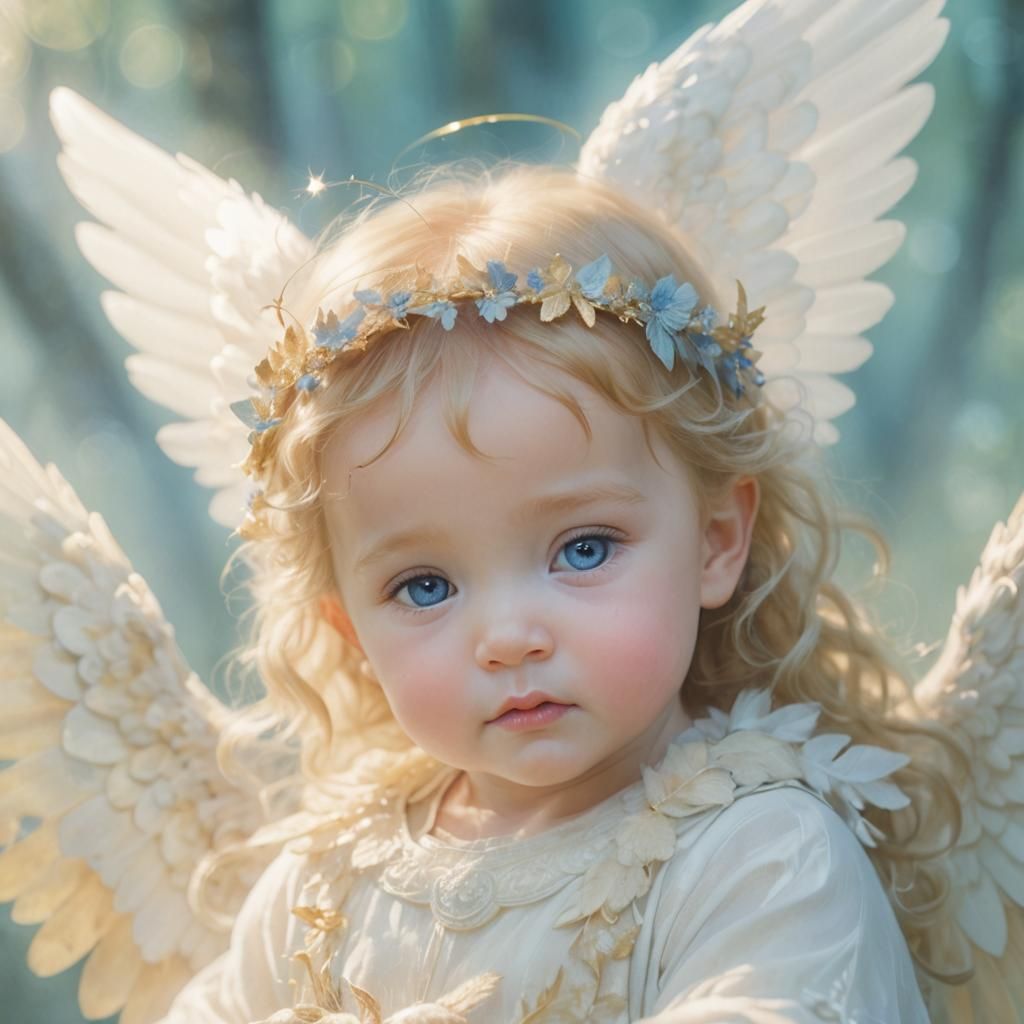 Baby Angel in Mystical Forest: Fantasy Concept Art