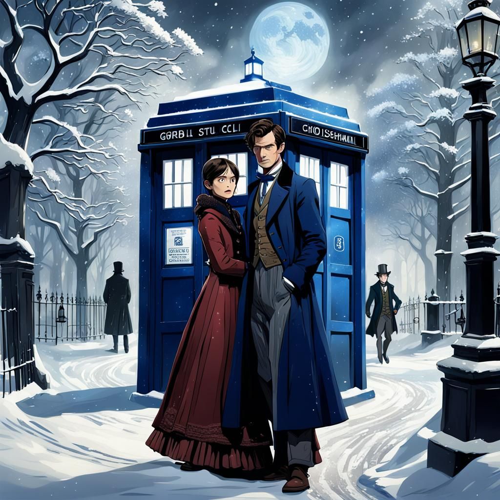 Victorian Doctor Who Scene in Anime Style