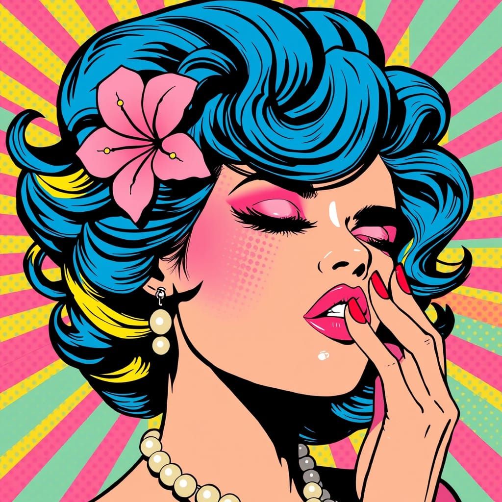 Glamorous Woman in Vibrant Pop Art Style