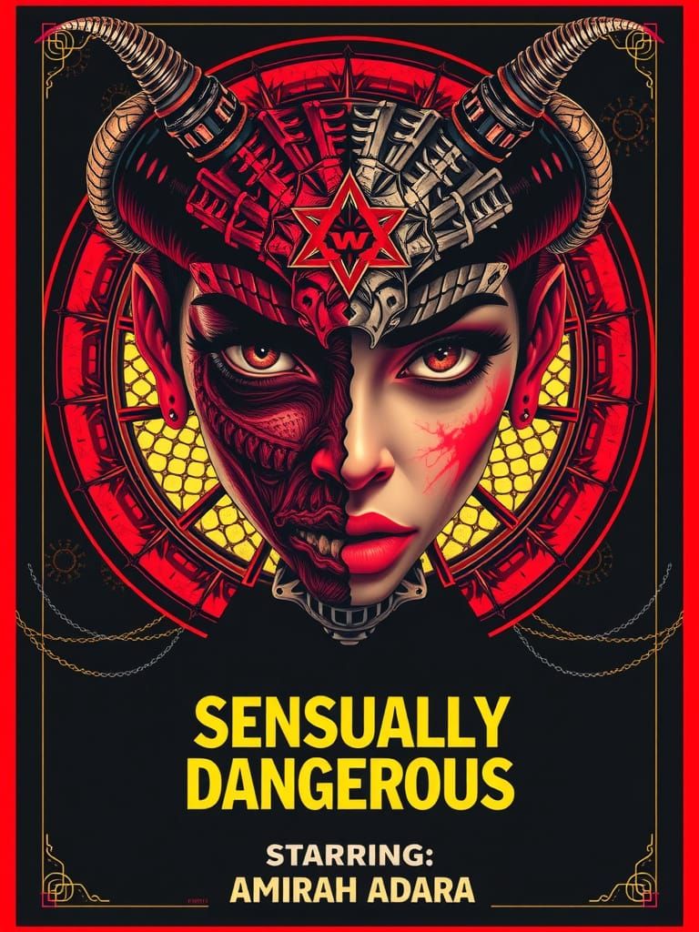 Movie Poster: Dual Face of Amirah Adara in 2030s Style