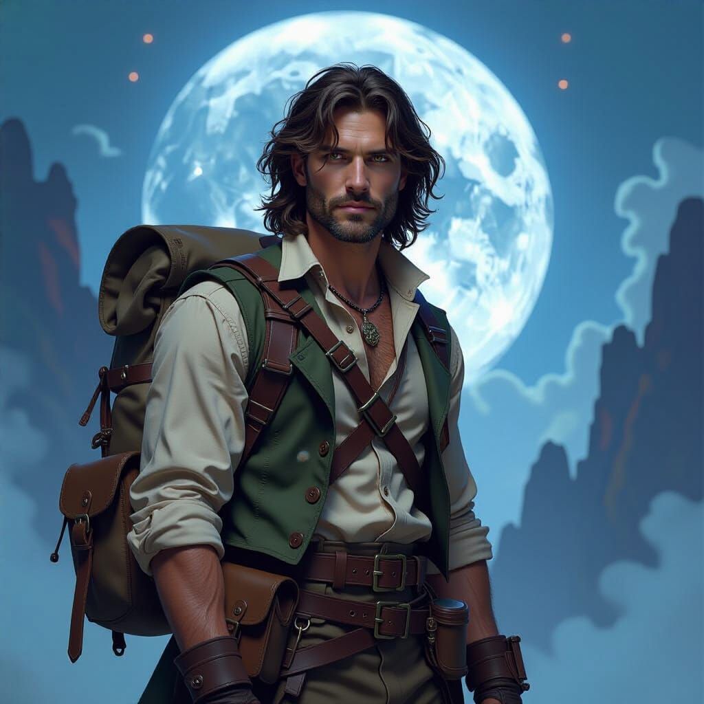 Explorer in Dark Fantasy Style, Hyperdetailed Textures