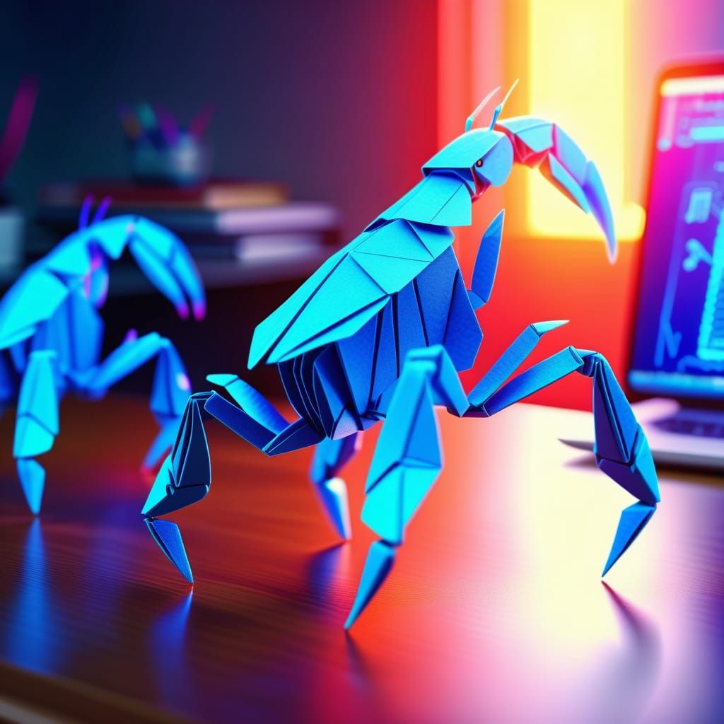 Origami Robot Lobster Concept Art in 4K