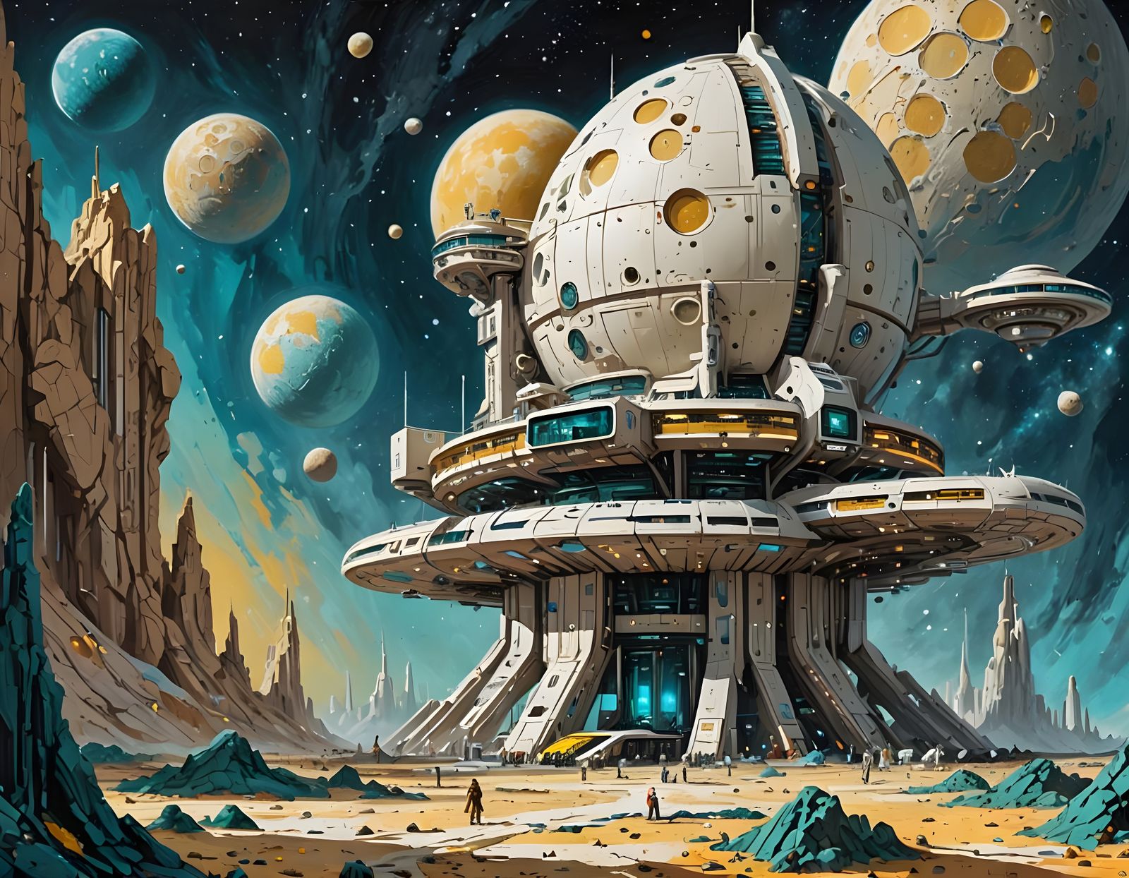 Surreal Cosmic Gateway Unveiled by Vibrant Brushstrokes