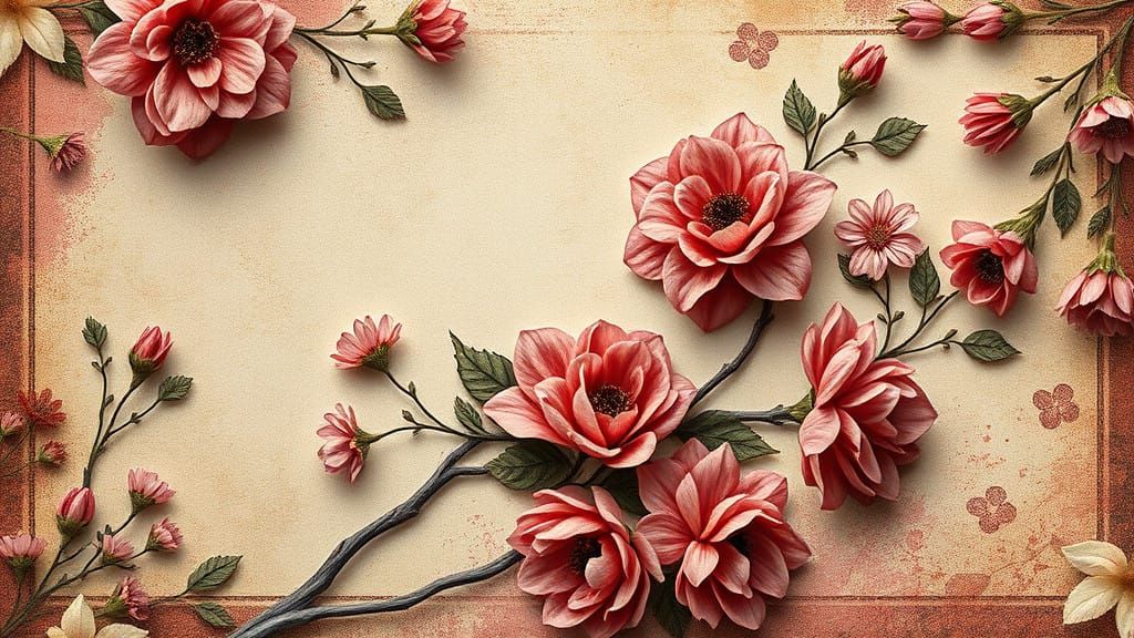Whimsical Vintage Floral Fantasy Scene