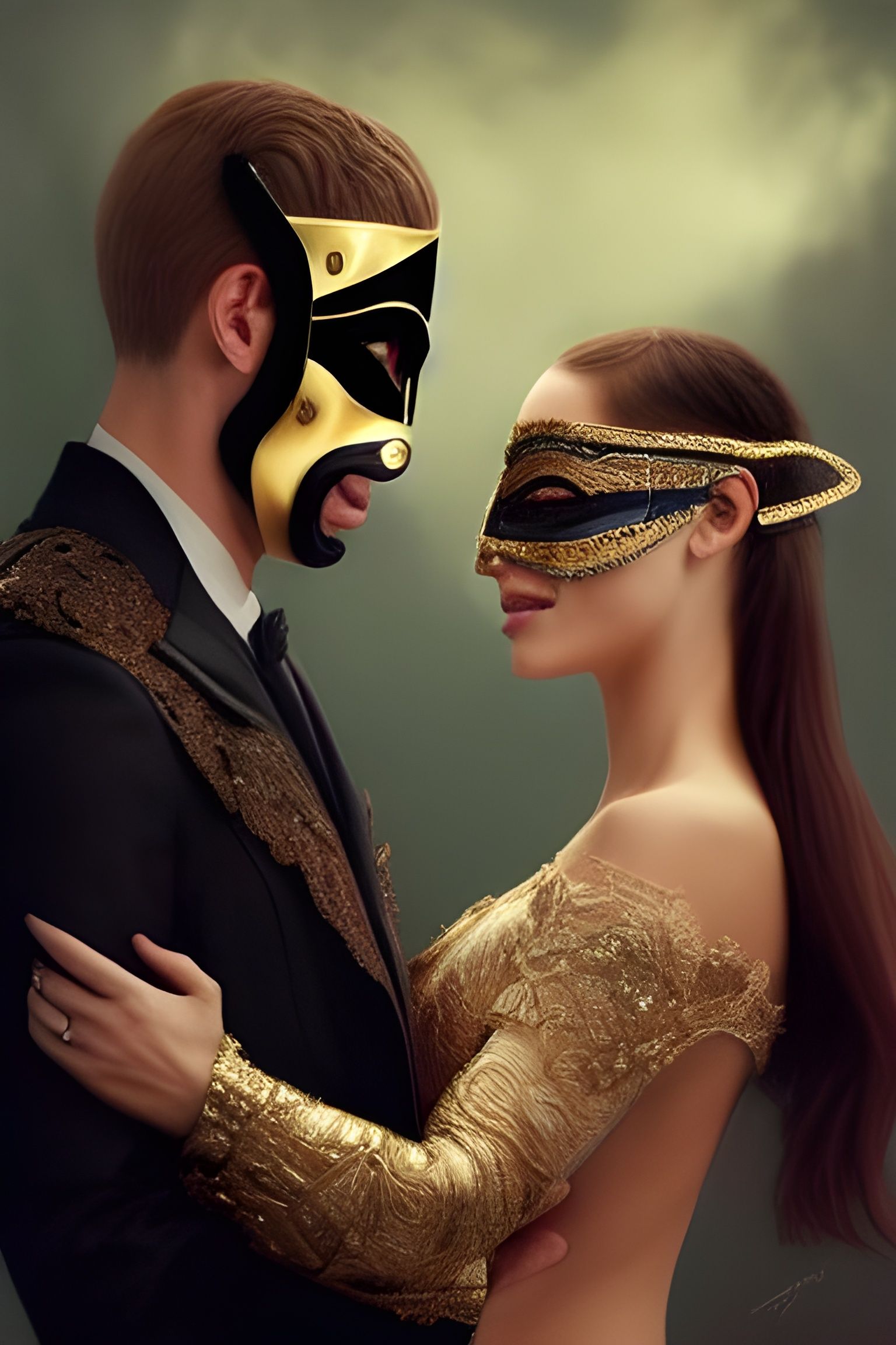 Masquerade Couple in Photorealistic Digital Art
