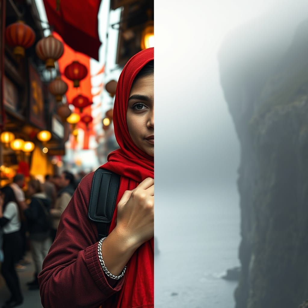 Woman in Contrasting Worlds: Istanbul Souk and Scottish Clif...