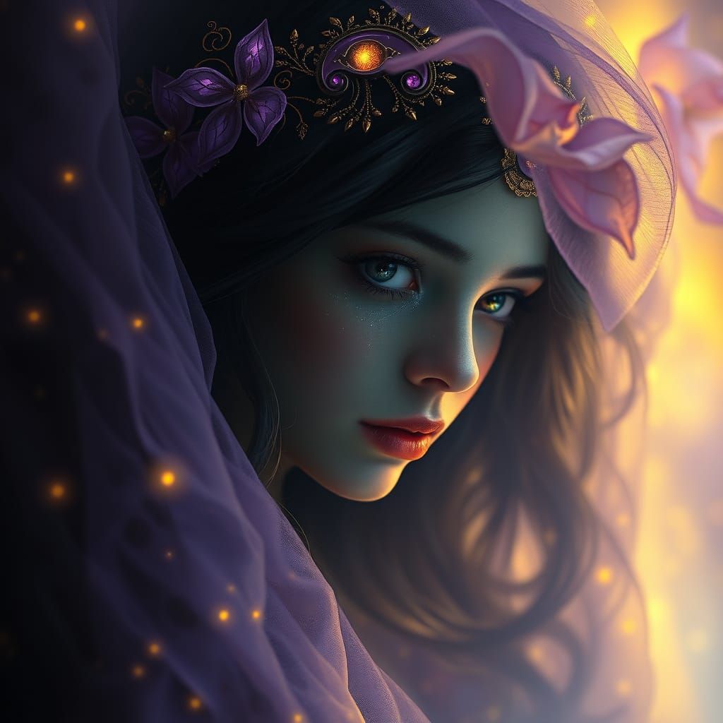 Ethereal Girl in Dark Fantasy Aura