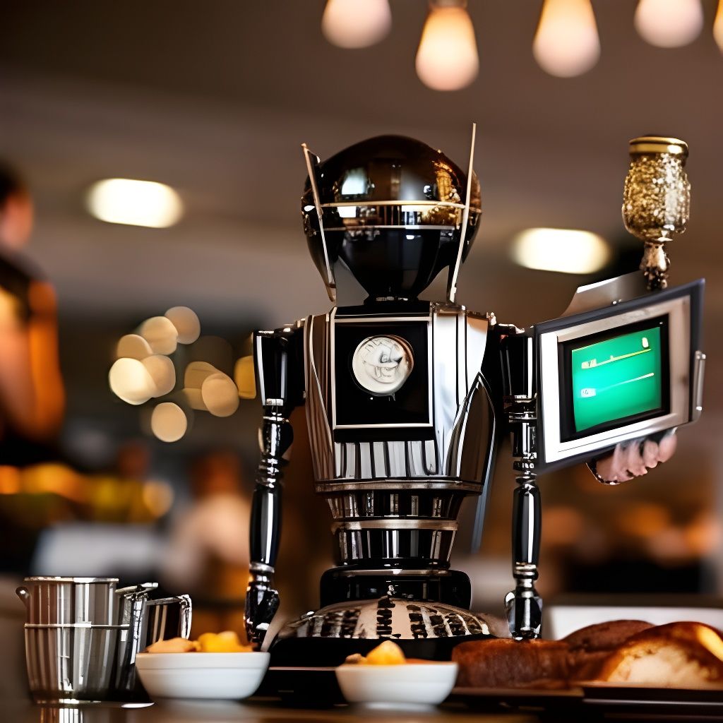 Steampunk Robot Butler Serves Breakfast: Detailed Photograph...