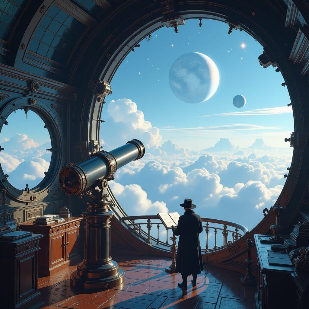 Steampunk Observatory in the Clouds: Matte Painting Style