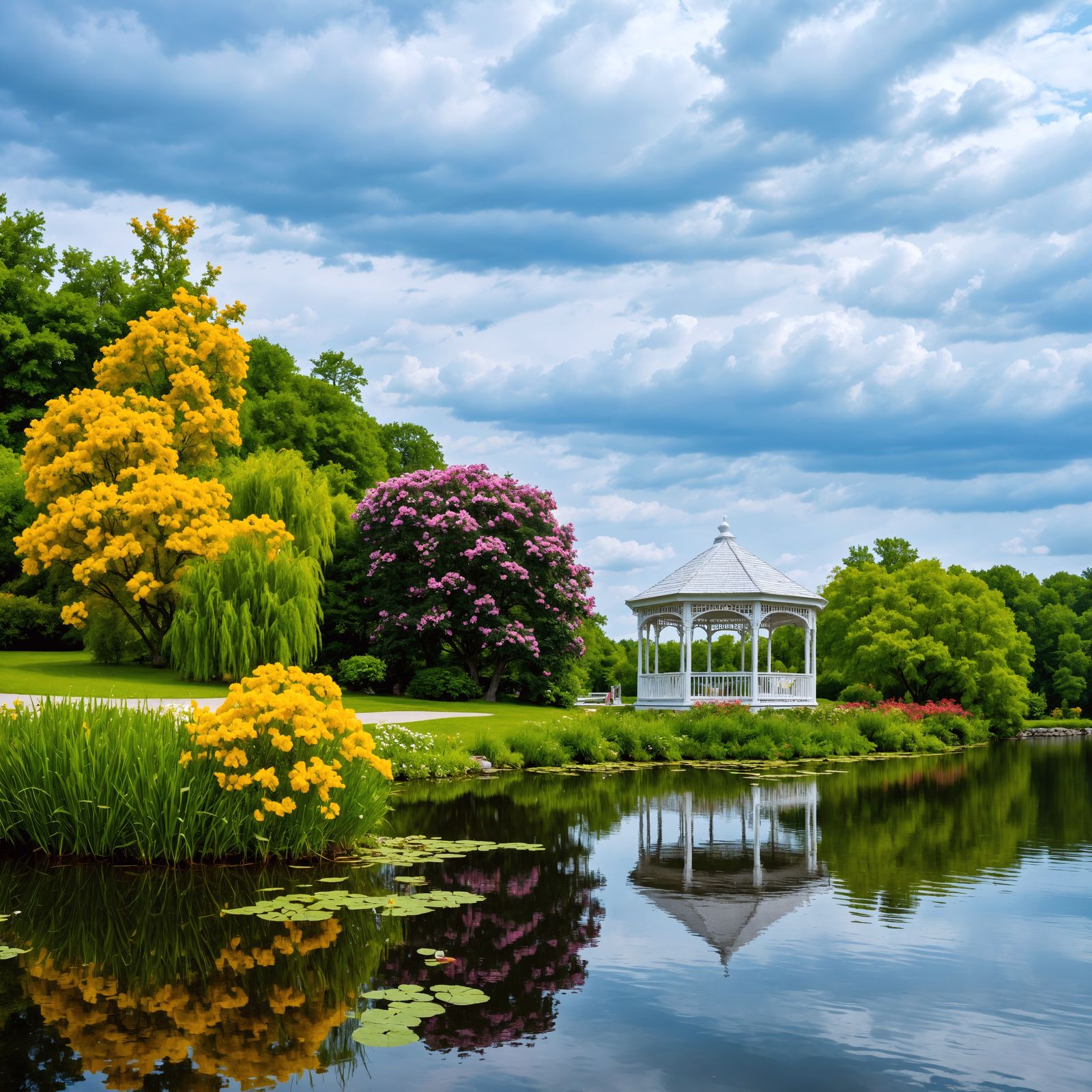 Lush Lake Oasis in Hyperrealistic HDR