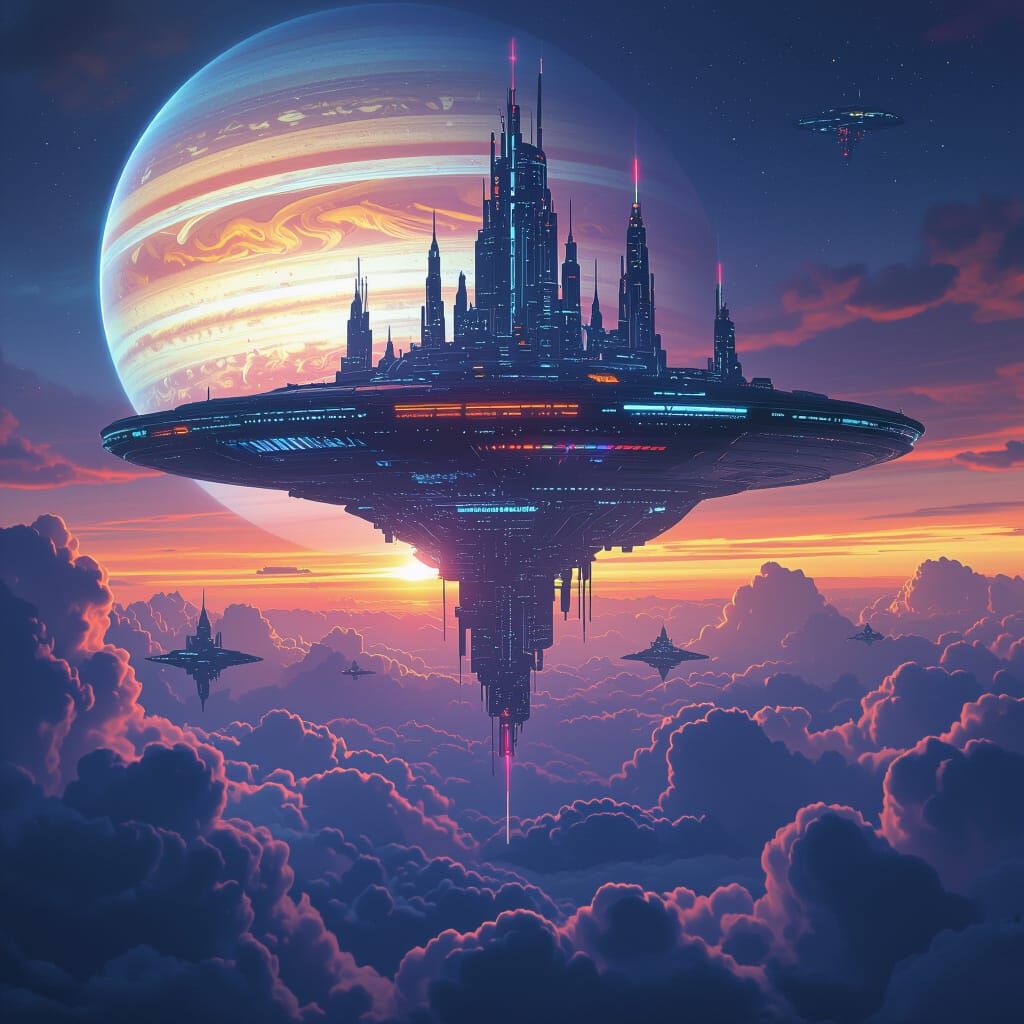 Colossal Floating City Above Jupiter's Storms