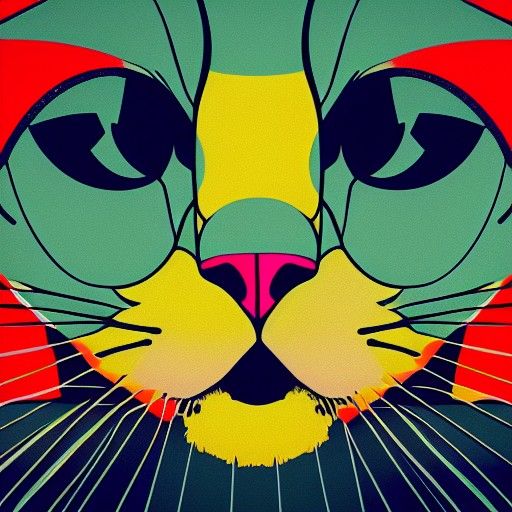 Pop Art Cat Screen Print in Bauhaus Style