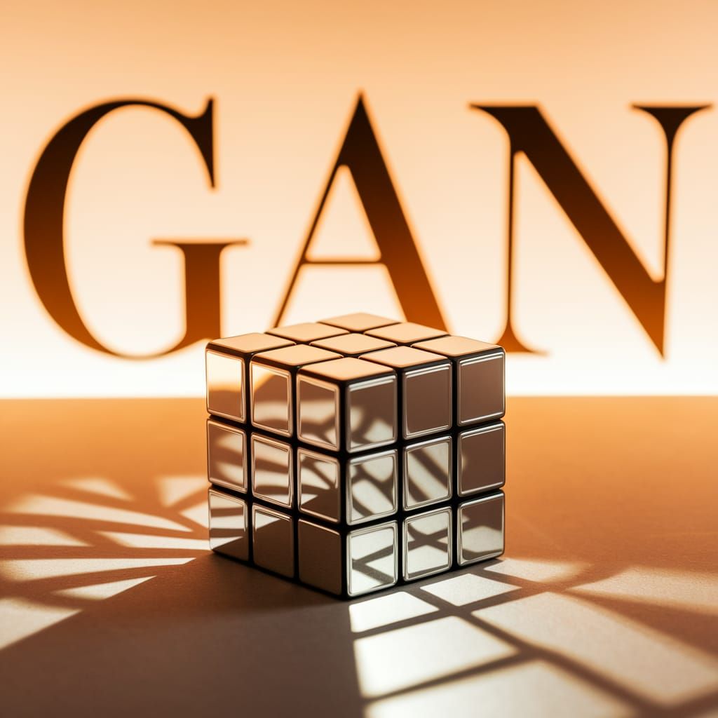 Metallic Mirror Rubik's Cube with Golden GAN Letters