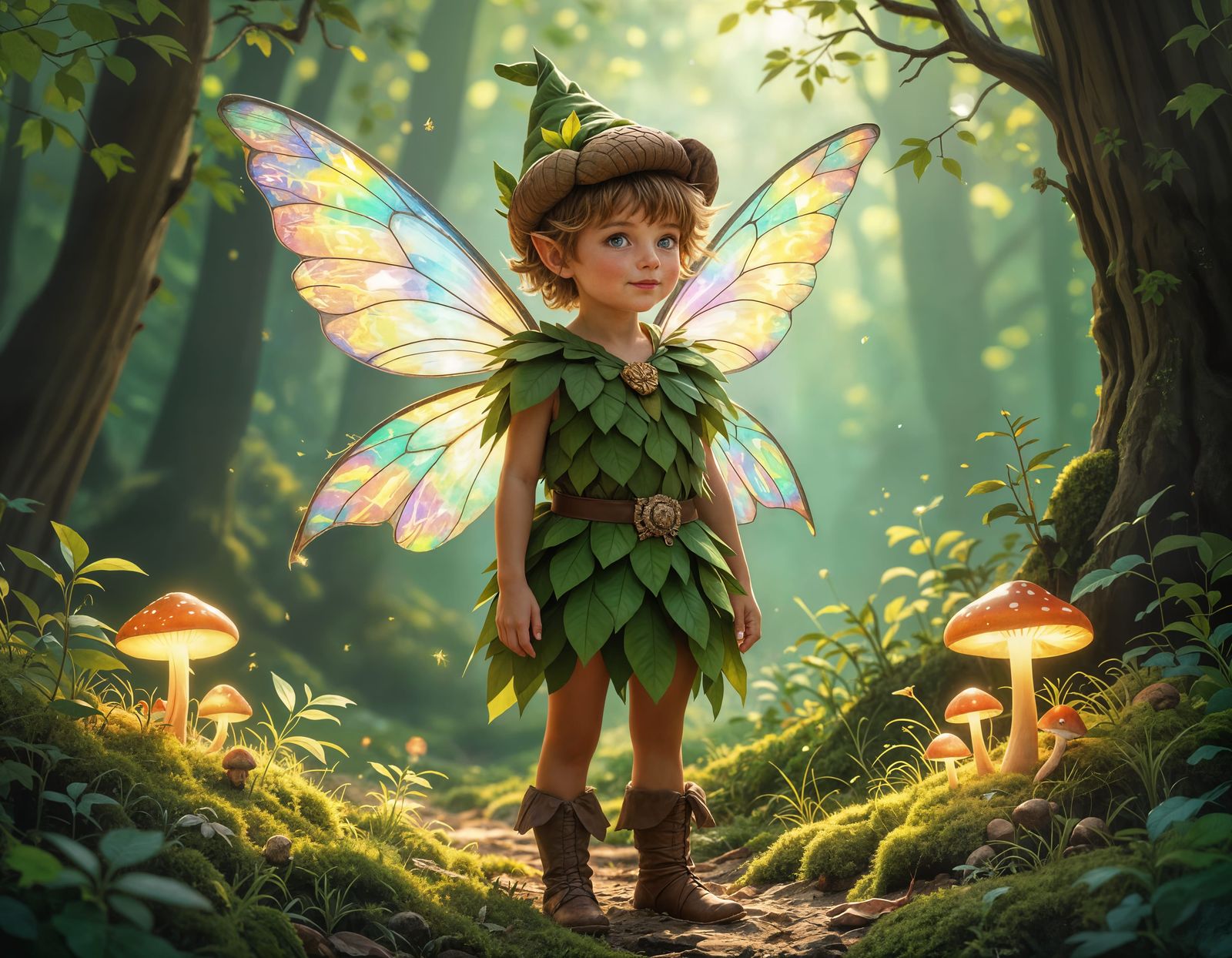 Young Boy Dressed as a Fairy in Fantasy Setting