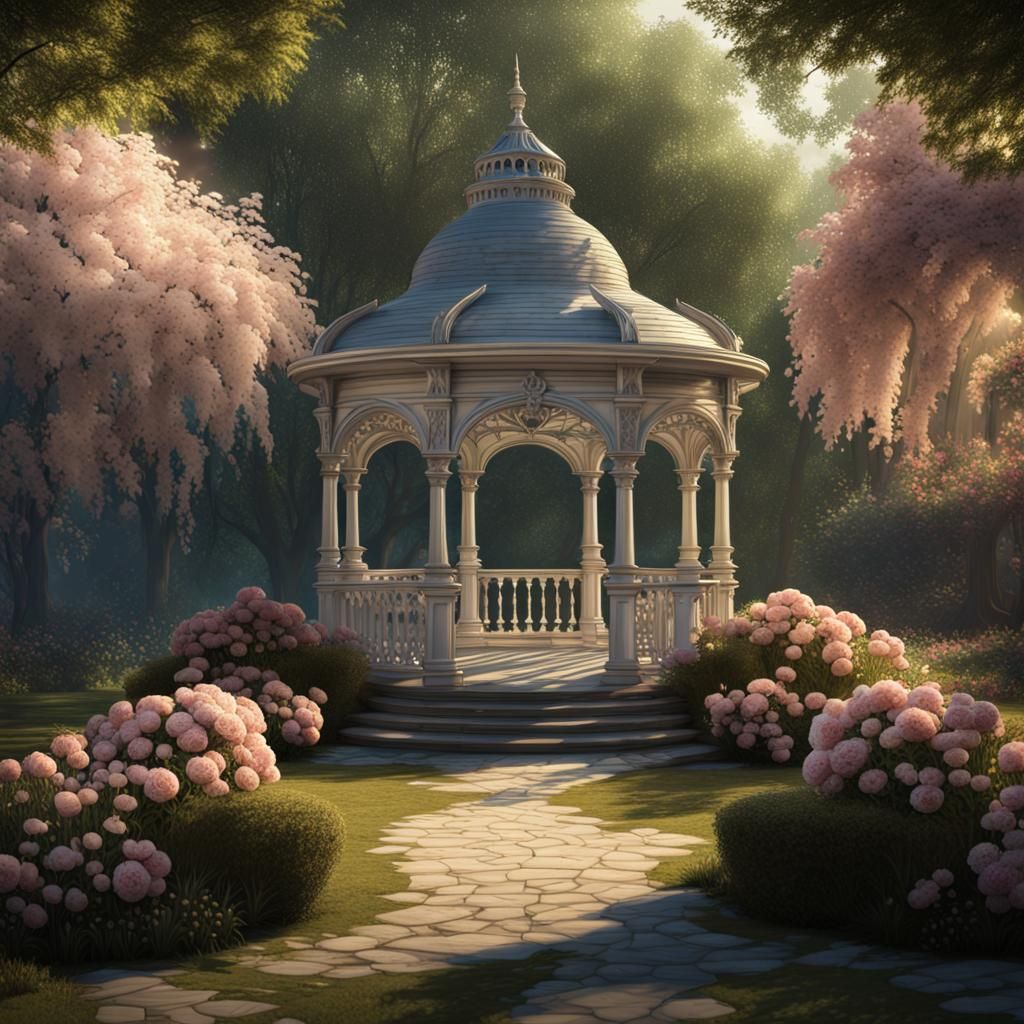 Rococo Garden Pavilion in Dark Fantasy Style