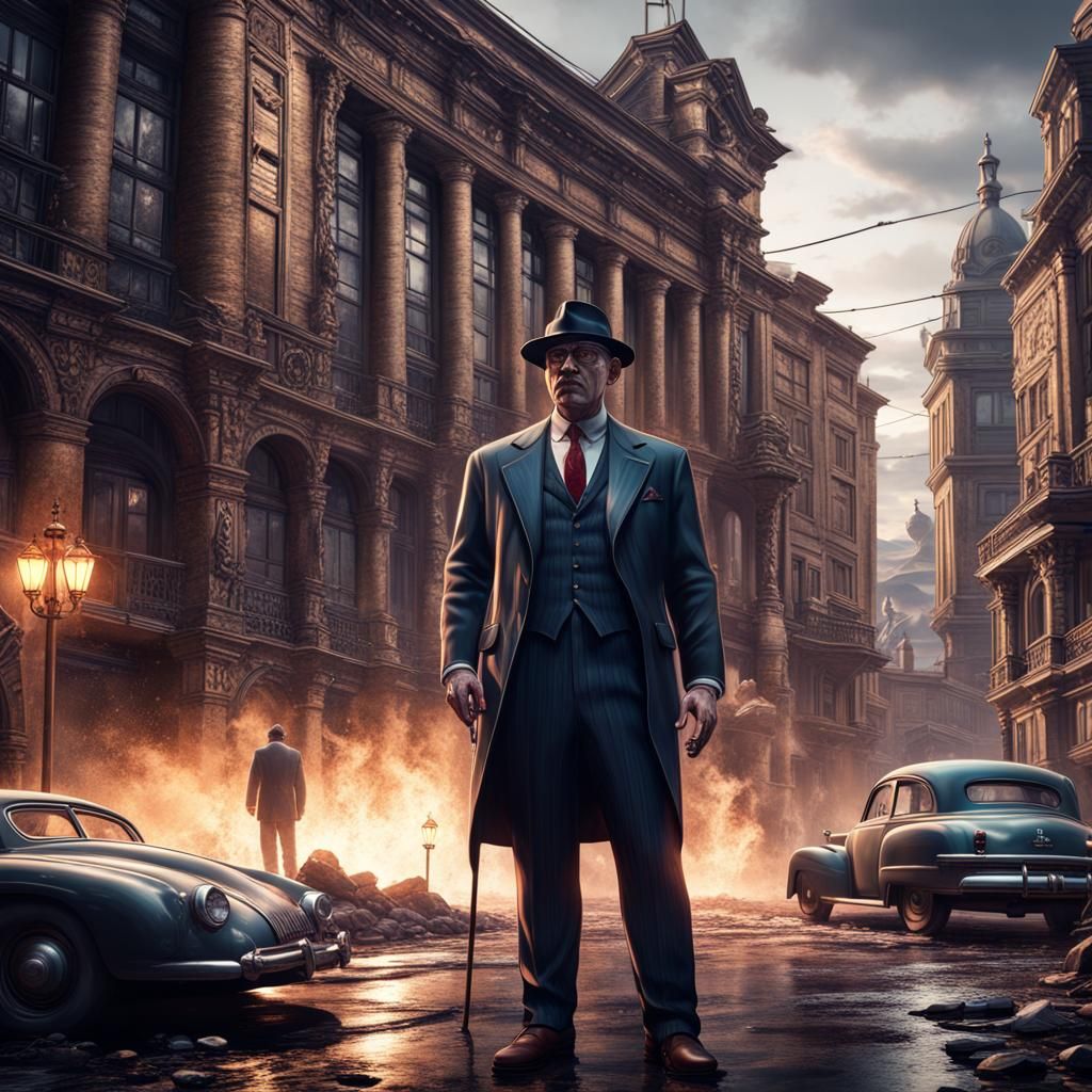 Detailed Mafia Concept Art in Deep Color
