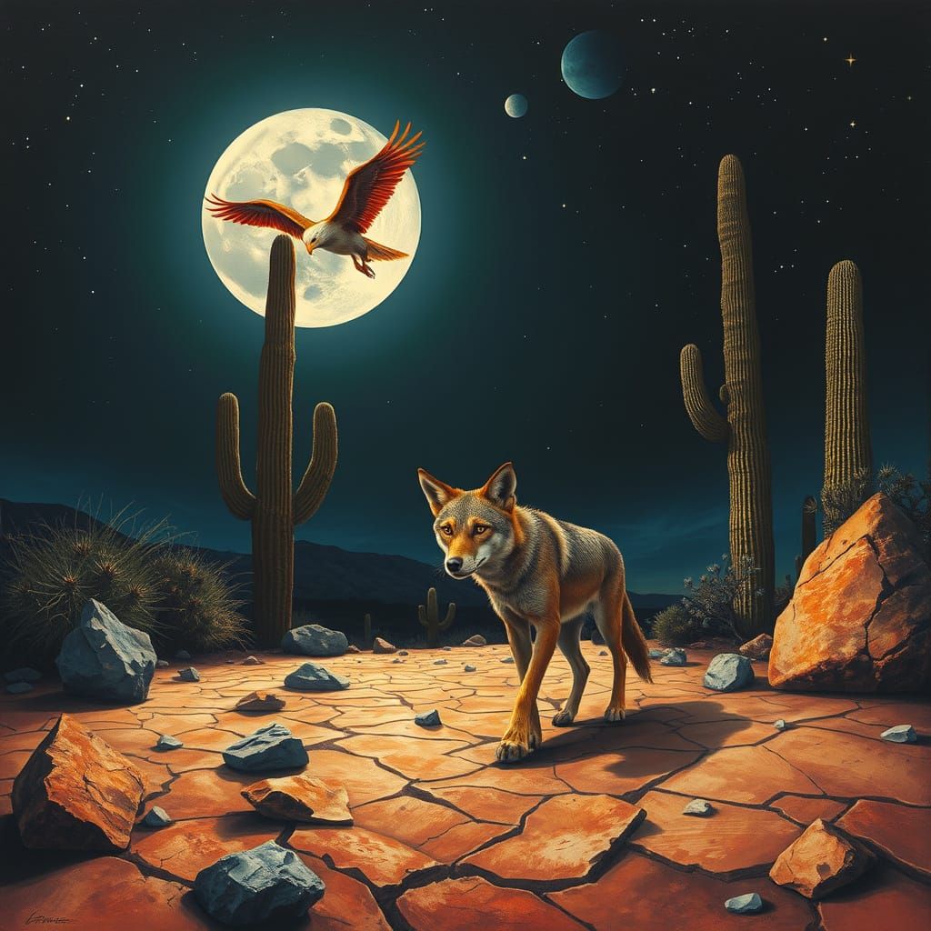 Sonoran Desert Night: A Frida Kahlo Inspired Scene