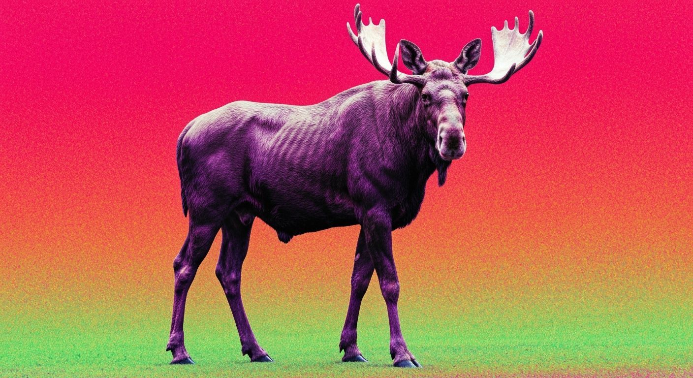 Moose Under Celestial Aurora Jubilee in Vivid HDR