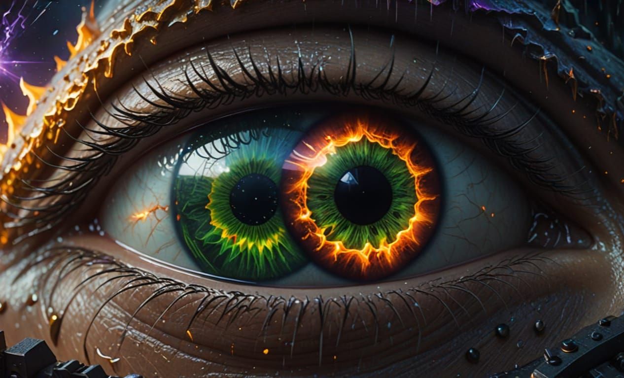 Ethereal Green Eye Portals to Cosmic Battles
