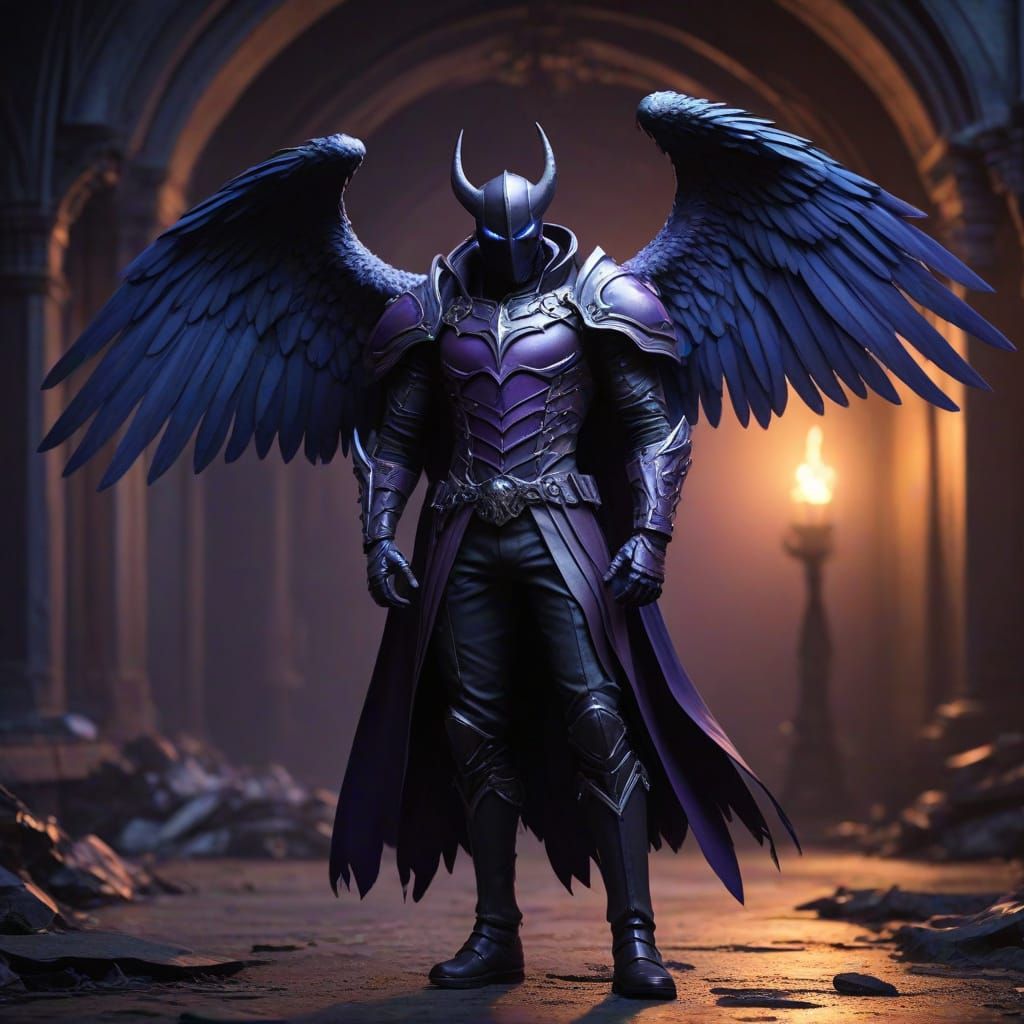 Gothic Fallen Angel with Worn Leather Armor