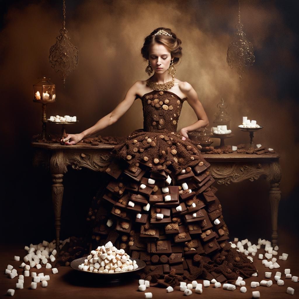 Woman's S'mores Dress: Ornate Chocolate Marshmallow Fashion