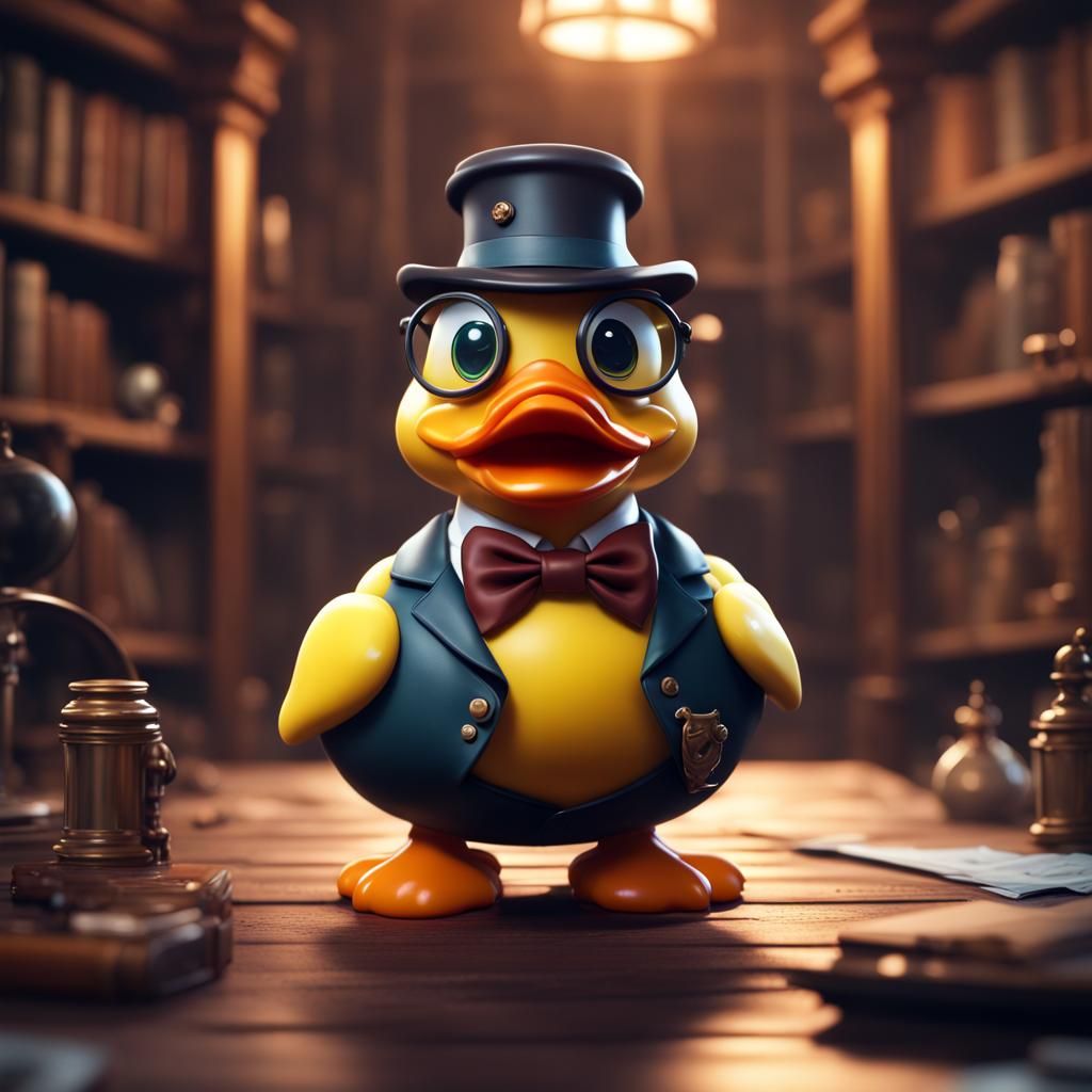 Chibi Professor Rubber Ducky in Detailed Digital Art