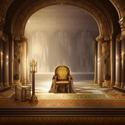 King Rewards Hero in Throne Room Digital Painting
