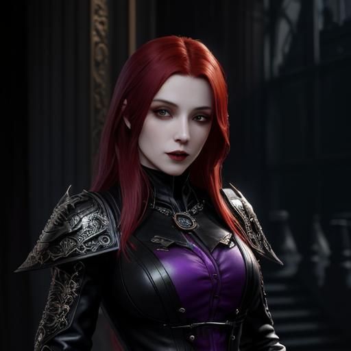 Redhead Vampire in Dark Fantasy Style