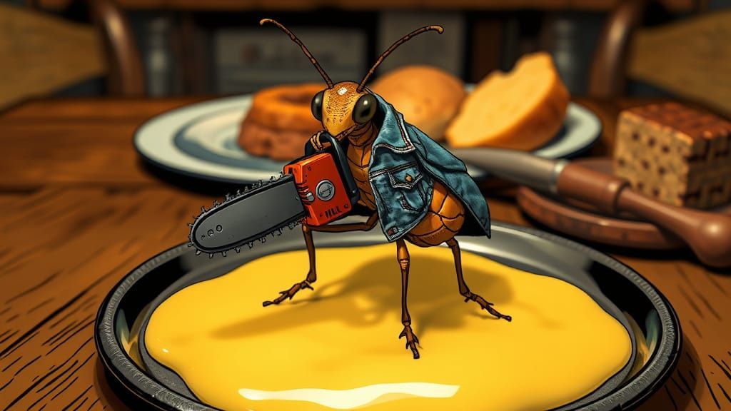 Whimsical Aphid Chef in Comic Book Style