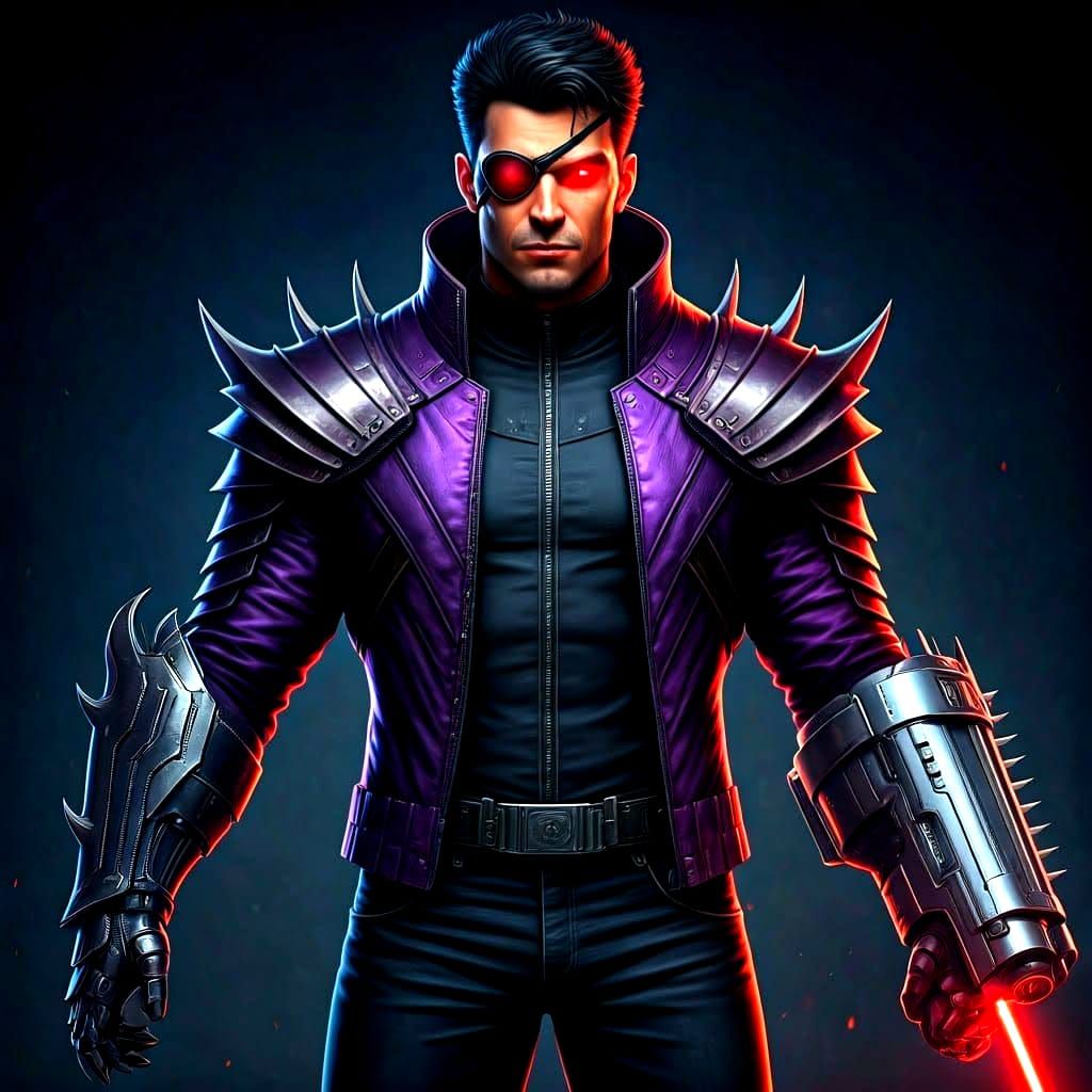 Supervillain with Laser Cannon and Armored Jacket